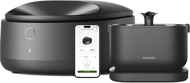 Bundle of PETLIBRO 2.4GHz WiFi Automatic Cat Feeder Wet Food + Cat Fountain Wireless