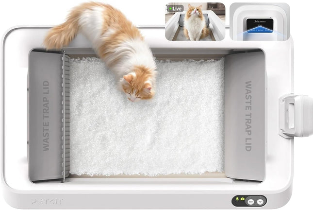 PETKIT Purobot Crystal Duo Self-Cleaning Cat Litter Box with Camera, AI Health Monitoring, Odour Control, Open Design for Large Cats, Up to 30 Days Without Cleaning