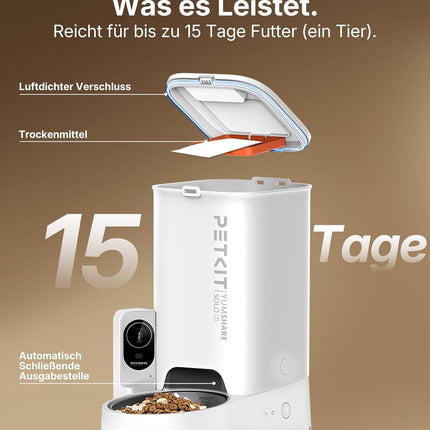 PETKIT YumShare Solo 2 Automatic Feeder with Camera, Face Detection for Multiple Cats, AI Automatic Cat Feeder, 3L Cat Feeder, Automatic Feeder for Cats and Dogs, 2.4 & 5G Wi-Fi