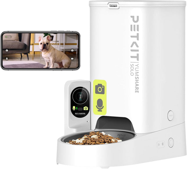 PETKIT Automatic Feeder with Camera, AI Automatic Cat Feeder, 3L Cat Feeder, Automatic Feeder for Cats and Dogs, 2.4G WiFi Intelligent App Control, 1-5 Meals