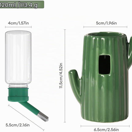 Bucatstate Hamster Water Bottle with Stand, 120 ml, Small Animal Drinker, Leak-Proof Nozzle, Hamster Accessories for Guinea Pigs, Rabbits, Chinchilla, Rats, Ferrets (Green)