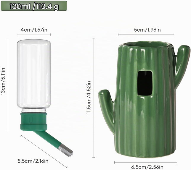 Bucatstate Hamster Water Bottle with Stand, 120 ml, Small Animal Drinker, Leak-Proof Nozzle, Hamster Accessories for Guinea Pigs, Rabbits, Chinchilla, Rats, Ferrets (Green)