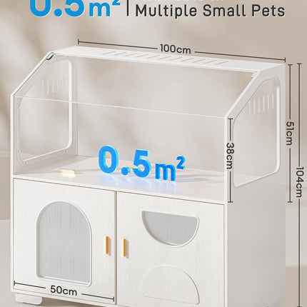 BUCATSTATE 100cm Gerbil Hamster Cage - 0.45m² Small Animal Cage - White