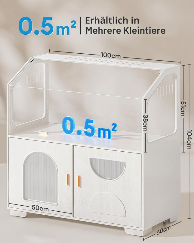 BUCATSTATE Hamster Cage with Base Cabinet and Wheels (White 0.5㎡)