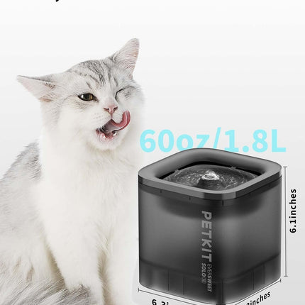 PETKIT Cybertail Cat Drinking Fountain, Dog Water Dispenser, 1.85 L Cat/Dog Water Fountain, LED Light, 25 dB Extremely Quiet, Corded Water Dispenser, Cordless Water Pump, Grey