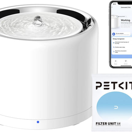 PETKIT Wireless Water Pump, Automatic Intelligent Drinking Fountain for Cats and Dogs, Stainless Steel Lining, Does Not Easily Harbour Bacteria