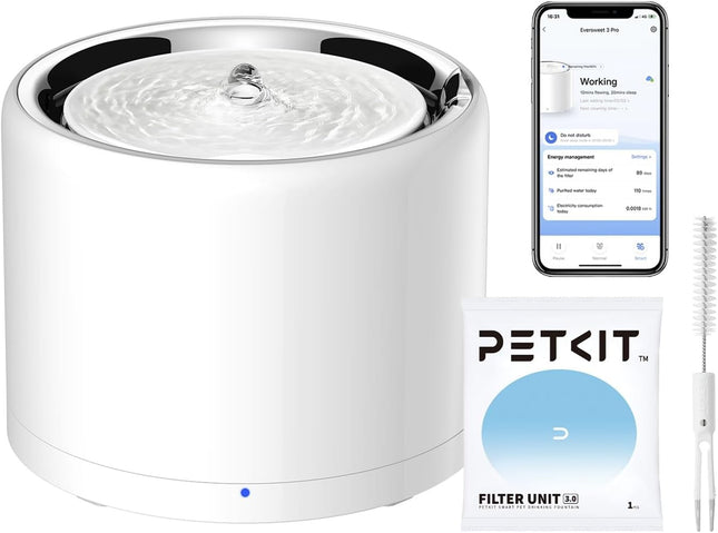 PETKIT Wireless Water Pump, Automatic Intelligent Drinking Fountain for Cats and Dogs, Stainless Steel Lining, Does Not Easily Harbour Bacteria