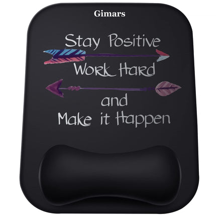 Gimars Mouse Mat with Gel Cushion, Ergonomic Mouse Pad with Hand Rest, Gel Memory Foam Waterproof Mouse Pads with Wrist Rest for Computer Laptop Offfice Home, Black