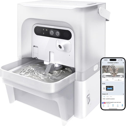 PETKIT EverSweet Ultra Cat Drinking Fountain with AI Camera, 5L Fresh/Waste Water Separation, Filterless Design, Automatic Water Dispenser for Cats and Small Dogs, App Control, 5GHz/2.4GHz WiFi