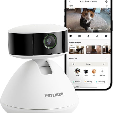 PETLIBRO Pet Camera with App, 360° HD Dog Camera, AI Controlled Indoor Pet Camera for Multi Animal Detection, Activity Tracking, Daily Smart Summary, Colour Night Vision with 1080p