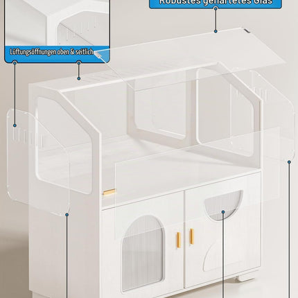 BUCATSTATE Hamster Cage with Base Cabinet and Wheels (White 0.5㎡)