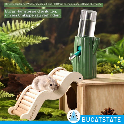 Bucatstate Hamster Water Bottle with Stand, 120 ml, Small Animal Drinker, Leak-Proof Nozzle, Hamster Accessories for Guinea Pigs, Rabbits, Chinchilla, Rats, Ferrets (Green)