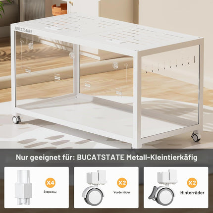 BUCATSTATE Universal Wheel and Stacker Accessories, Cage Accessories that Supports Moving and Stacking, Only for BUCATSTATE Hamster Cage 3.0, Does not apply to Cage 2.0 (White)
