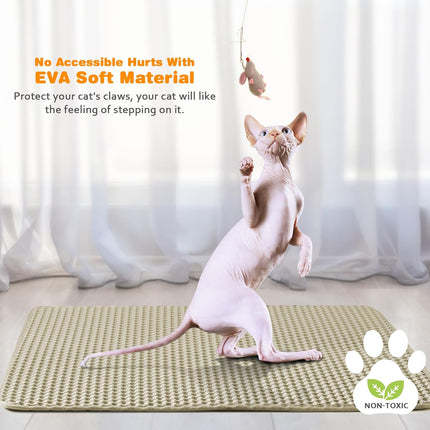Katzenklo Matte 30X30cm, Doppelschicht EVA Katzenstreumatte Wasserundurchlässig - Geruchsneutral mit Anti-Rutsch Katzenmatte, Einfache Reinigung katzenklomatte für Alle Katzen