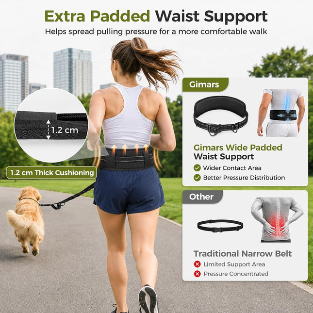 Gimars Jogging Lead for Dogs with Thick, Soft Belly Strap, Hands-Free
