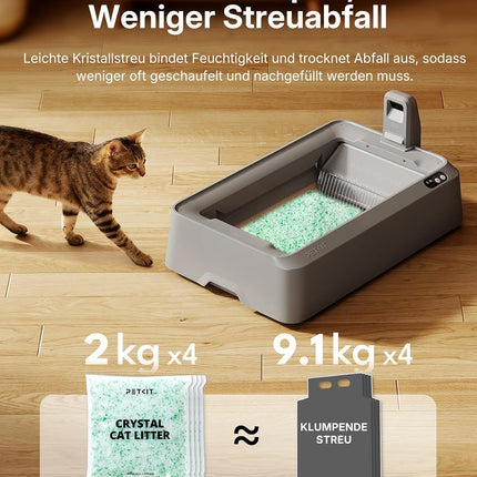 PETKIT Crystal Cat Litter, Replacement Bowl with White Crystal Cat Litter, Odour Control, Dust-free, No Shoveling, for PETKIT Purobot Crystal Duo, Pack of 4, White Green