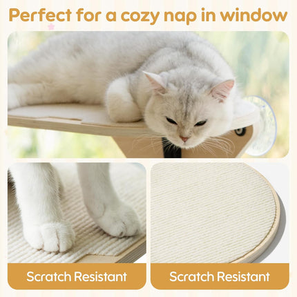 EDAGNY Katzenfenstersitzstange, Katzenkratzbaum und Katzenplattform mit starken Saugnäpfen für Hauskatzen (Grundfarbe, 1 PCS)
