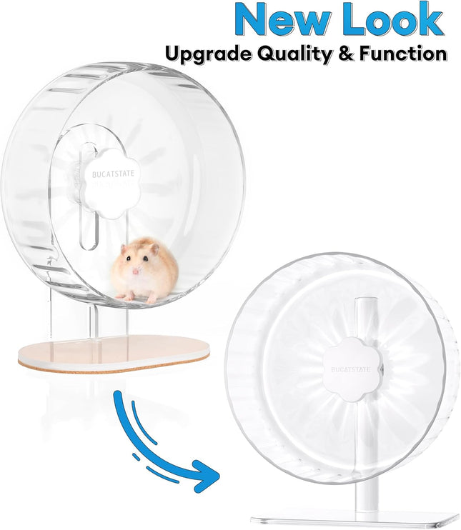 BUCATSTATE Hamster Wheel, 26 cm Running Wheel, Hamster Quiet Hamster Toy, Non-Slip Running Disc for Mouse, Small Animal, Pet (Transparent)