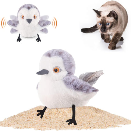 Potaroma Katzenspielzeug – Flatternder Vogel, realistischer Sandläufer mit Zwitscherlaut, wiederaufladbares, berührungsaktiviertes interaktives Spielzeug mit Katzenminze, 10,2 cm