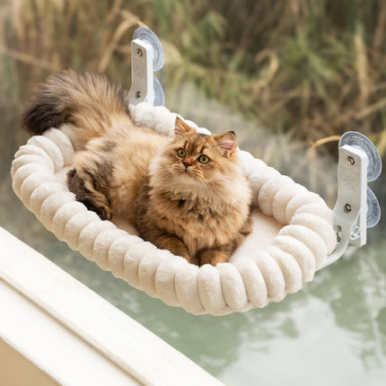 EDAGNY Katzen Fensterliege Hängematte Weich mit Abnehmbarem Wendebezug - Groß 58x36cm Katzenbett Katzen Hängematte Fenster mit Stabiles Stahlgestell Halt bis 18kg, Grün L