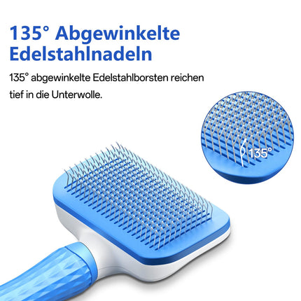 ACE2ACE Haustier Hundebürste Katzenbürste, Haustier Bürsten, Hundebürste Katzenbürste für Langhaar und Kurzhaar, Sauberes Haustierhaar von der Bürste mit Einem Knopf, Blau