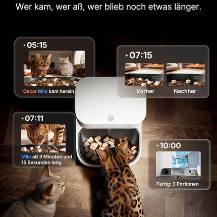 PETKIT YumShare Dual-Hopper 2 Automatic Cat Feeder, 2 Bowls with Camera, Face Detection for Multiple Cats, 5L Cat Feeder, Automatic Feeder for Dogs, AI Function, 2.4 & 5G Wi-Fi