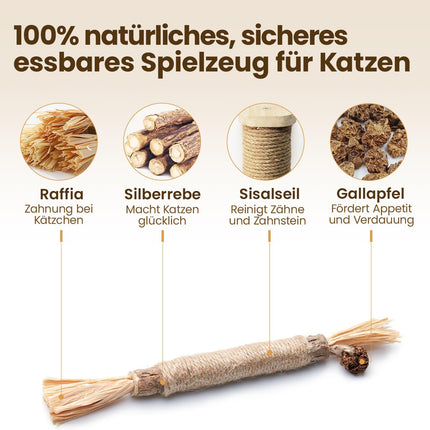 Potaroma Katzenminze Sticks, 6 Stück natürliche Katzen Kauhölzer Silvervine Sticks Katzenspielzeug, Kätzchen-Kauspielzeug für Zahnreinigung, Zahnpflege & Gegen Mundgeruch