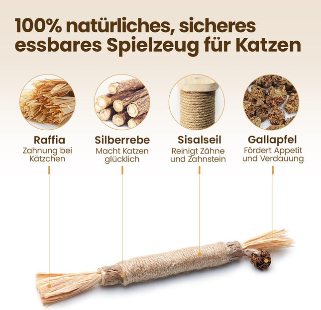 Potaroma Katzenminze Sticks, 6 Stück natürliche Katzen Kauhölzer Silvervine Sticks Katzenspielzeug, Kätzchen-Kauspielzeug für Zahnreinigung, Zahnpflege & Gegen Mundgeruch