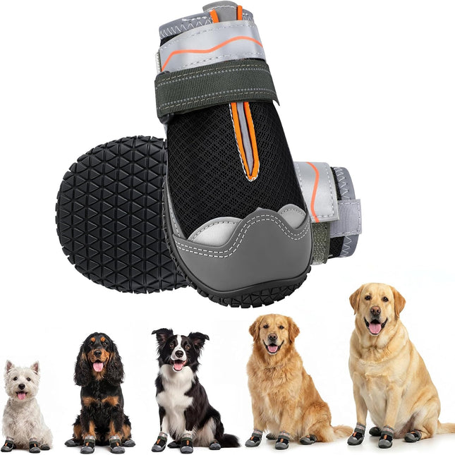 Gimars Paw Protector Dog Shoes, Waterproof and Non-Slip, Breathable for Outdoor and Hot Walkways, with Reflective Straps for Small Medium Large Dogs, Set of 2, Black #5