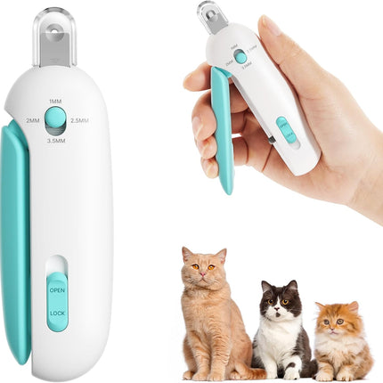 Potaroma Katzennagelschere mit verstellbarem 3-Größen-Schneideloch & integriertem Nagelfeilen | Sicherer Krallen-Schneider für Kätzchen & Indoor-Katzen | Anti-Spritz Krallenschneider