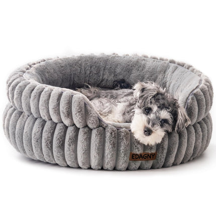 EDAGNY Stilvolle Hundebett Katzenbetten für Katzen, Weiches Rundes Hundebett für Kleine und Mittelgroße Hunde, Beruhigend Waschbares Haustierbett (Creme, M)