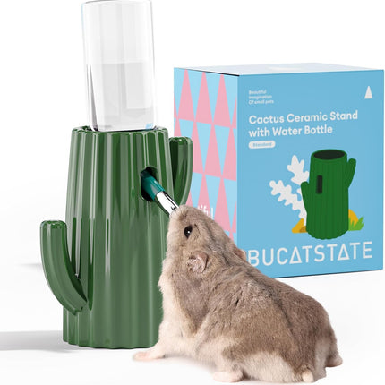 Bucatstate Hamster Water Bottle with Stand, 120 ml, Small Animal Drinker, Leak-Proof Nozzle, Hamster Accessories for Guinea Pigs, Rabbits, Chinchilla, Rats, Ferrets (Green)