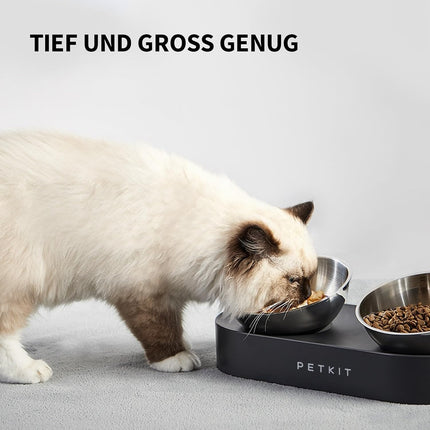 Petkit Cybertail Raised Cat Bowl Stainless Steel Tilted and Raised Food Bowls Food-Grade Non-Slip No-Spill Pet Feeding Bowls for Cats and Small Dogs
