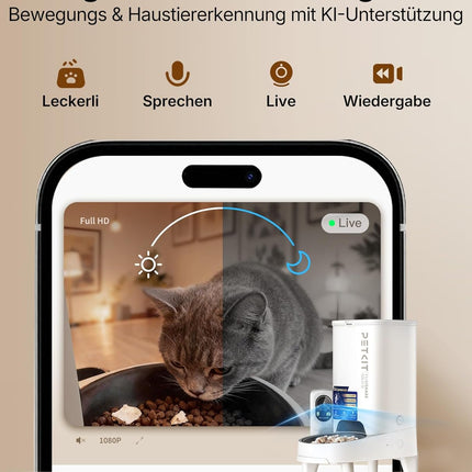 PETKIT YumShare Solo 2 Automatic Feeder with Camera, Face Detection for Multiple Cats, AI Automatic Cat Feeder, 3L Cat Feeder, Automatic Feeder for Cats and Dogs, 2.4 & 5G Wi-Fi