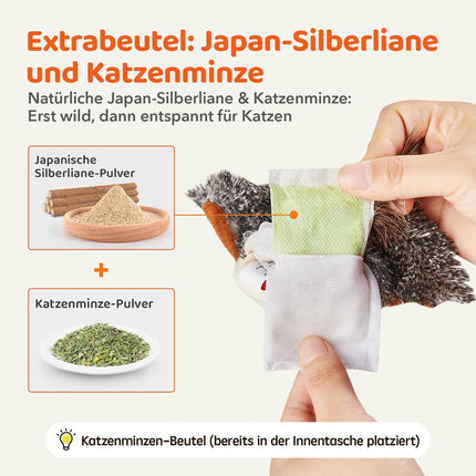 Potaroma Katzenspielzeug – Flatternder Spatz, realistische Zwitscherlaute, wiederaufladbar, berührungsaktiviert, interaktives Spielzeug mit Katzenminze für alle Katzenrassen, 10,2 cm