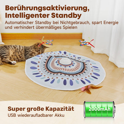 Potaroma Katzenspielzeug Selbstbeschäftigung, wiederaufladbar Elektrisch 3-in-1 Versteckspiel Kätzchen Interaktives Spielzeug für Indoor Cats, flatternder Schmetterling, bewegliche Feder Geräusch