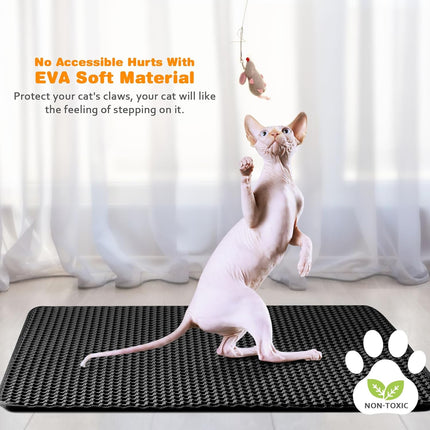 Katzenklo Matte 40X50cm, Doppelschicht EVA Katzenstreumatte Wasserundurchlässig - Geruchsneutral mit Anti-Rutsch Katzenmatte, Einfache Reinigung katzenklomatte für Alle Katzen