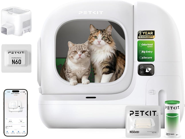 PETKIT Purobot Max 3 Self-Cleaning Cat Litter Tray, 76 L Cat Litter Tray, Self-Cleaning, Double Odour Elimination, 43% Enlarged Entrance, Improved Leak-proof Inner Cover for Multiple Cats