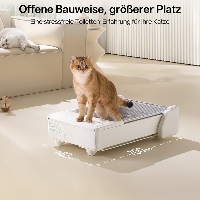 UBPET C31 Cat Litter Tray Self-Cleaning, Open Self-Cleaning Cat Litter Tray with App Control, Deodoriser, Double Data Teeth Design, Large Capacity, Automatic Cat Litter Tray for Multiple Cats