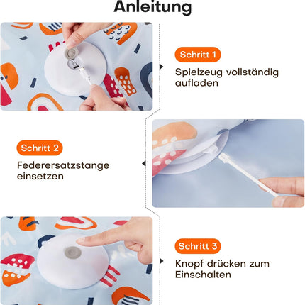 Potaroma Interaktives Katzenspielzeug mit Federautomatik - Wiederaufladbar, berührungsaktiviert mit Mausgeräuschen, ideales Bewegungsspielzeug für aktive Wohnungskatzen Blumenmuster-Abdeckung