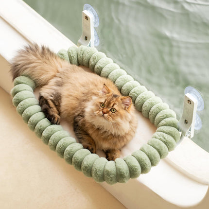 Stilvoll Katzen Fensterliege Hängematte Weich mit Abnehmbarem Wendebezug - Katzen Hängematte Fenster mit Stabiles Stahlgestell Halt bis 18kg (Grau, M)