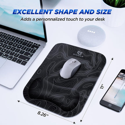 Gimars Mouse Mat with Gel Cushion, Ergonomic Mouse Mat with Hand Rest, Gel Memory Foam Waterproof Mouse Pads with Wrist Rest for Computer Laptop Offfice Home Topographic Map