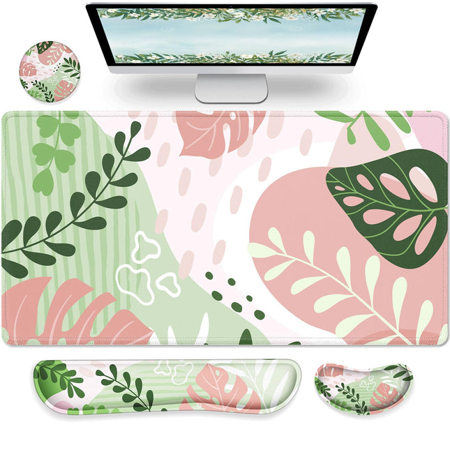 Gimars 4-in-1 XXL Gaming Mouse Mat with Gel Cushion, Ergonomic Wrist Rest Keyboard, 800 x 305 mm Mousepad, Table Mat, Gaming Accessories, Wrist Rest for PC, MacBook, Laptop, Topographic Map