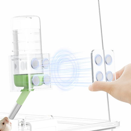 BUCATSTATE Magnetic Hamster Water Bottle Holder, Drip Proof, Height Adjustable, Fits Bottles up to Ø 2 Inches, for Hamsters & Small Pets. Holder Only, No Bottle