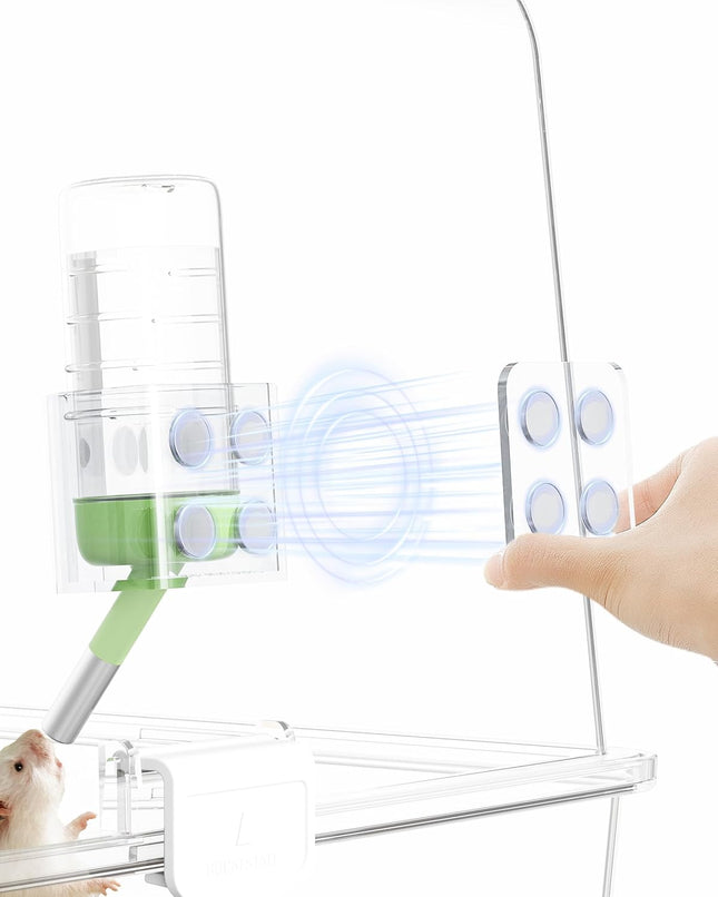 BUCATSTATE Magnetic Hamster Water Bottle Holder, Drip Proof, Height Adjustable, Fits Bottles up to Ø 2 Inches, for Hamsters & Small Pets. Holder Only, No Bottle
