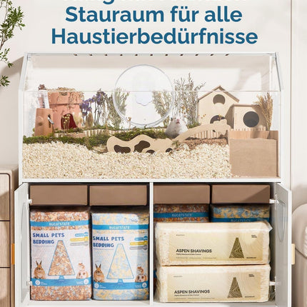 BUCATSTATE Hamster Cage with Base Cabinet and Wheels (White 0.5㎡)