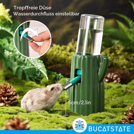 Bucatstate Hamster Water Bottle with Stand, 120 ml, Small Animal Drinker, Leak-Proof Nozzle, Hamster Accessories for Guinea Pigs, Rabbits, Chinchilla, Rats, Ferrets (Green)