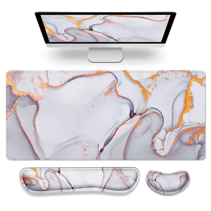 Gimars 4-in-1 XXL Gaming Mouse Mat with Gel Cushion, Ergonomic Wrist Rest Keyboard, 800 x 305 mm Mousepad, Table Mat, Gaming Accessories, Wrist Rest for PC, MacBook, Laptop, Topographic Map
