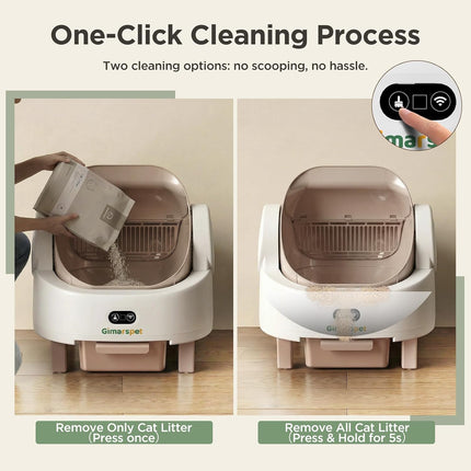 Gimars Selbstreinigende Katzentoilette mit offenem Design, Automatisches Katzenklo für mehrere Katzen & Senioren, App-Steuerung mit Sicherheitssensoren, Geruchsarm, inkl. Müllbeutel & Streumatte