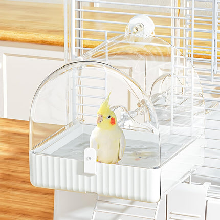 BUCATSTATE Hanging Bath House for Bird Cage, 3 in 1 Bird Bathtub, Bowl, House Bird Bath Bowl, Bird Cage Accessories for Lovebirds, Finches, Parakeets, Mannikin